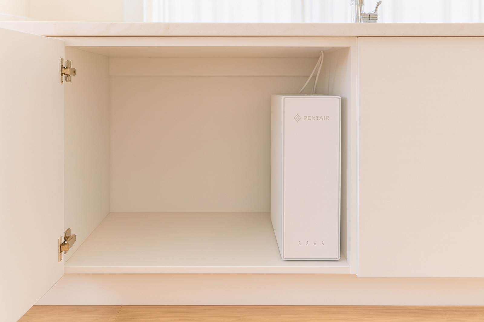 The ES60 fitted inside an under-sink cupboard