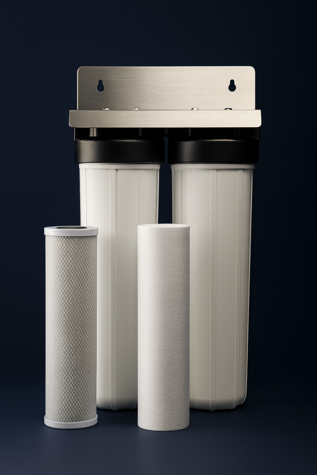 Twin whole-house filtration system